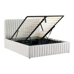 Double bed Zilin light gray fabric 160x200cm
