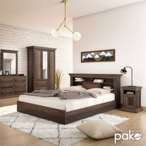 Double bed for bedroom Mozart walnut color 160x200cm