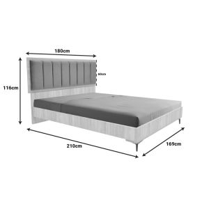Double bed Monacol in natural with dark gray color 160x200cm