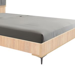 Double bed Monacol in natural with dark gray color 160x200cm