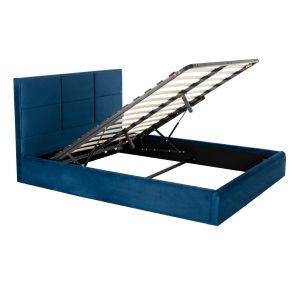 Двойно легло с матрак Briley Hm21272.03 синьо кадифе с място за съхранение - за 160x200см