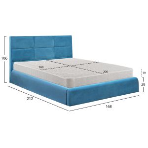 Двойно легло с матрак Briley Hm21272.04 кадифе в цветно кралско синьо с място за съхранение - за 160x200см