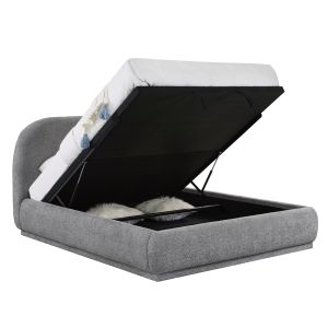 Double bed with storage space Noctis Sm726.01 gray chenille fabric - mattress 160x200cm