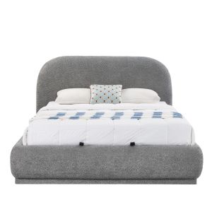 Double bed with storage space Noctis Sm726.01 gray chenille fabric - mattress 160x200cm