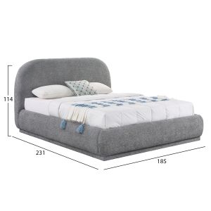 Double bed with storage space Noctis Sm726.01 gray chenille fabric - mattress 160x200cm