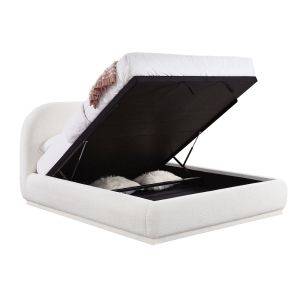 Double bed with storage space Noctis Sm726.02 white chenille fabric - mattress 160x200cm