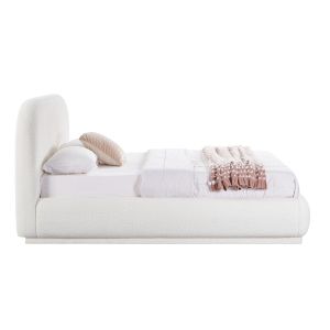 Double bed with storage space Noctis Sm726.02 white chenille fabric - mattress 160x200cm