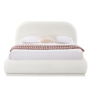 Double bed with storage space Noctis Sm726.02 white chenille fabric - mattress 160x200cm