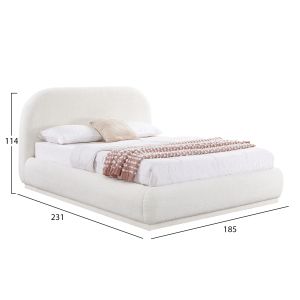 Double bed with storage space Noctis Sm726.02 white chenille fabric - mattress 160x200cm