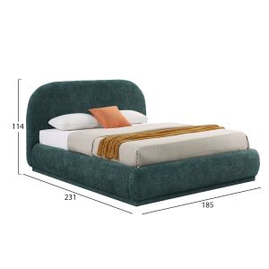 Double bed with storage space Noctis Sm726.07 green chenille fabric - mattress 160x200cm