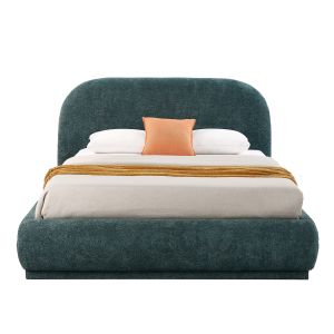 Double bed with storage space Noctis Sm726.07 green chenille fabric - mattress 160x200cm