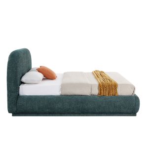 Double bed with storage space Noctis Sm726.07 green chenille fabric - mattress 160x200cm