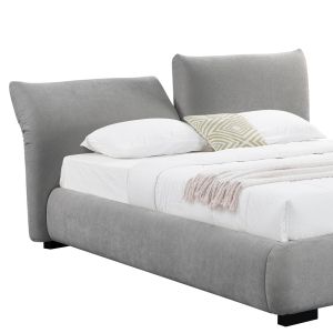 Double bed with storage space Nuvia Sm728.01 gray faux fur fabric - mattress 160x200cm