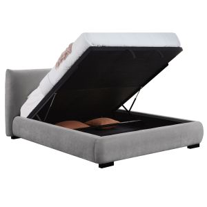 Double bed with storage space Nuvia Sm728.01 gray faux fur fabric - mattress 160x200cm