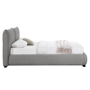 Double bed with storage space Nuvia Sm728.01 gray faux fur fabric - mattress 160x200cm