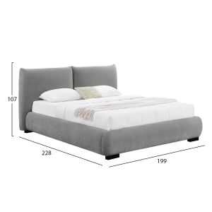 Double bed with storage space Nuvia Sm728.01 gray faux fur fabric - mattress 160x200cm