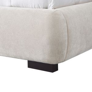 Double bed with storage space Nuvia Sm728.03 beige faux fur fabric - mattress 160x200cm