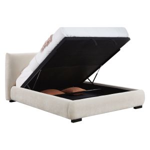 Double bed with storage space Nuvia Sm728.03 beige faux fur fabric - mattress 160x200cm