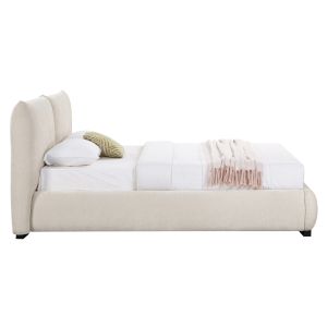 Double bed with storage space Nuvia Sm728.03 beige faux fur fabric - mattress 160x200cm