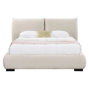 Double bed with storage space Nuvia Sm728.03 beige faux fur fabric - mattress 160x200cm
