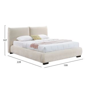 Double bed with storage space Nuvia Sm728.03 beige faux fur fabric - mattress 160x200cm