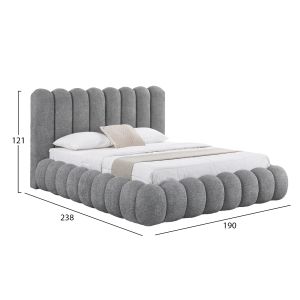 Double bed with storage space Sm727.01 gray chenille fabric - mattress 160x200cm