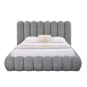 Double bed with storage space Sm727.01 gray chenille fabric - mattress 160x200cm