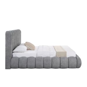 Double bed with storage space Sm727.01 gray chenille fabric - mattress 160x200cm