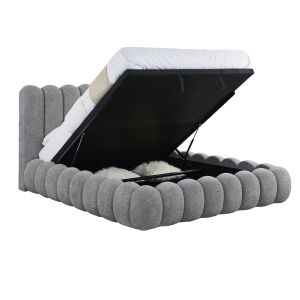 Double bed with storage space Sm727.01 gray chenille fabric - mattress 160x200cm