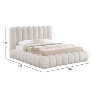 Double bed with storage space Sm727.03 beige chenille fabric - mattress 160x200cm