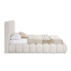 Double bed with storage space Sm727.03 beige chenille fabric - mattress 160x200cm