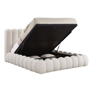Double bed with storage space Sm727.03 beige chenille fabric - mattress 160x200cm