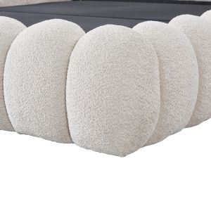 Double bed with storage space Sm727.03 beige chenille fabric - mattress 160x200cm