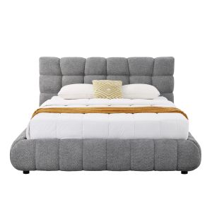 Double bed with storage space Somium Sm725.01 gray chenille fabric - mattress 160x200cm
