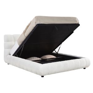 Double bed with storage space Somium Sm725.02 white chenille fabric - mattress 160x200cm