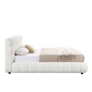 Double bed with storage space Somium Sm725.02 white chenille fabric - mattress 160x200cm