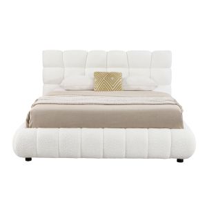 Double bed with storage space Somium Sm725.02 white chenille fabric - mattress 160x200cm