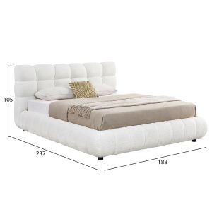 Double bed with storage space Somium Sm725.02 white chenille fabric - mattress 160x200cm
