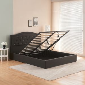 Double bed with storage space Majore fabric anthracite 160x200cm