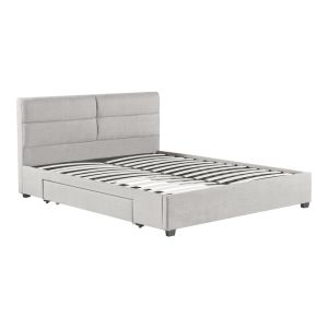 Double bed bedroom Anay with drawers beige fabric 160x200cm