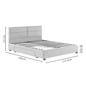 Double bed bedroom Anay with drawers damask salmon color 160x200cm
