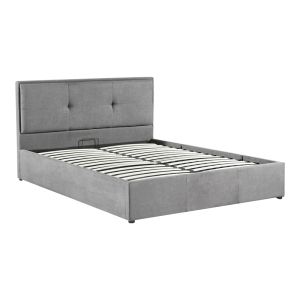 Sonnie double bed with storage space, plush fabric, dark gray, 150x200cm