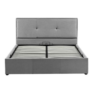 Sonnie double bed with storage space, plush fabric, dark gray, 150x200cm