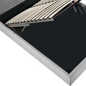 Sonnie double bed with storage space, plush fabric, dark gray, 150x200cm