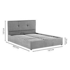 Sonnie double bed with storage space, plush fabric, dark gray, 150x200cm