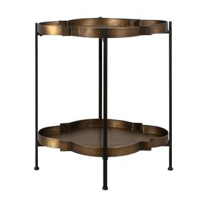 Двуетажна метална холна маса Fl0181 златисто-черна 58x50x62см