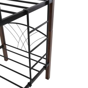 Bunk bed HM687 black metal-rubber wood in walnut 200x90x158hcm