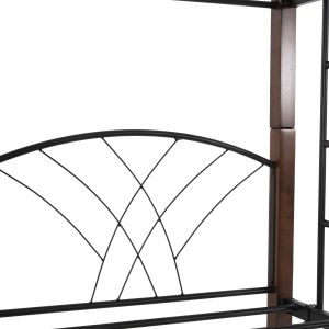 Bunk bed HM687 black metal-rubber wood in walnut 200x90x158hcm
