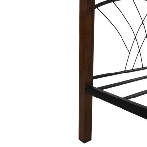 Bunk bed HM687 black metal-rubber wood in walnut 200x90x158hcm