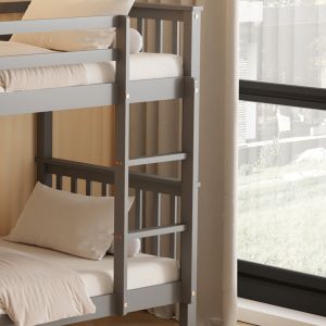 Двуетажно легло с 2 матрака Lantai Hm21307.02 борова дървесина в сиво--за матраци 90x190см